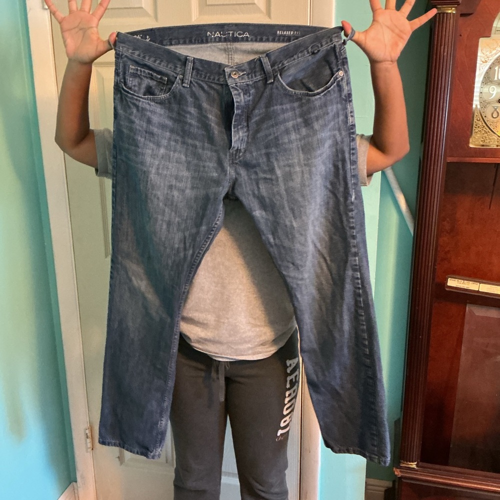 Nautica Men's Faded Blue Relaxed Straight Jeans